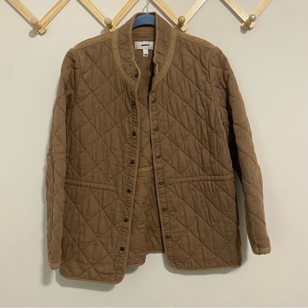 J. Crew Tan Quilted Snap Button Jacket size Small